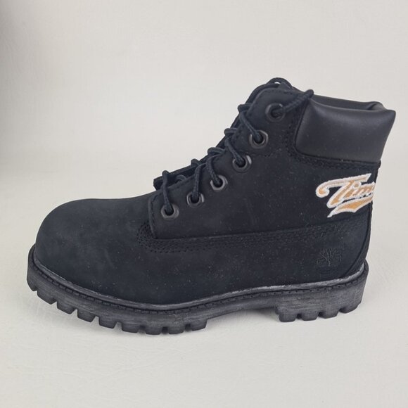 Timberland 6 In Premium Boots  Little Kids Black Nubuck Outdoors SZ 12 - Picture 1 of 9